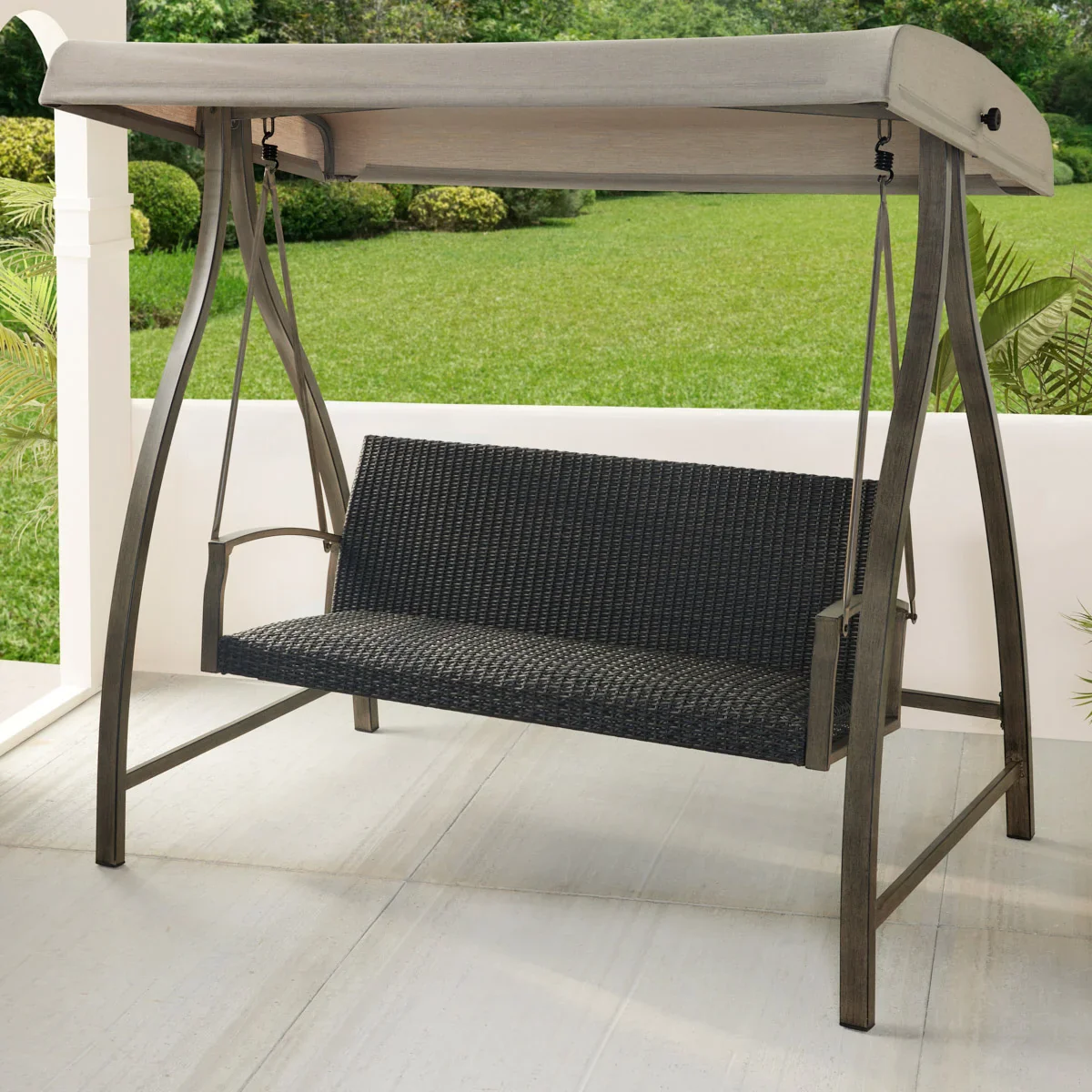 Agio - Balançoire de patio tissée avec auvent en tissu - Image 2