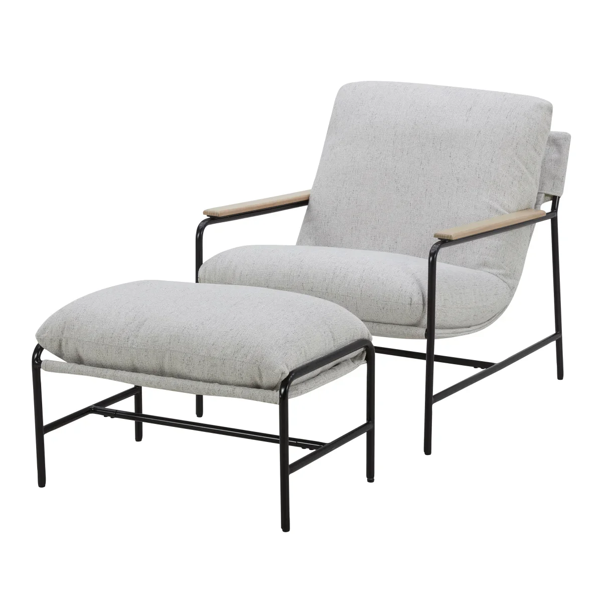 Aiden & Ivy – Fauteuil en tissu avec pouf