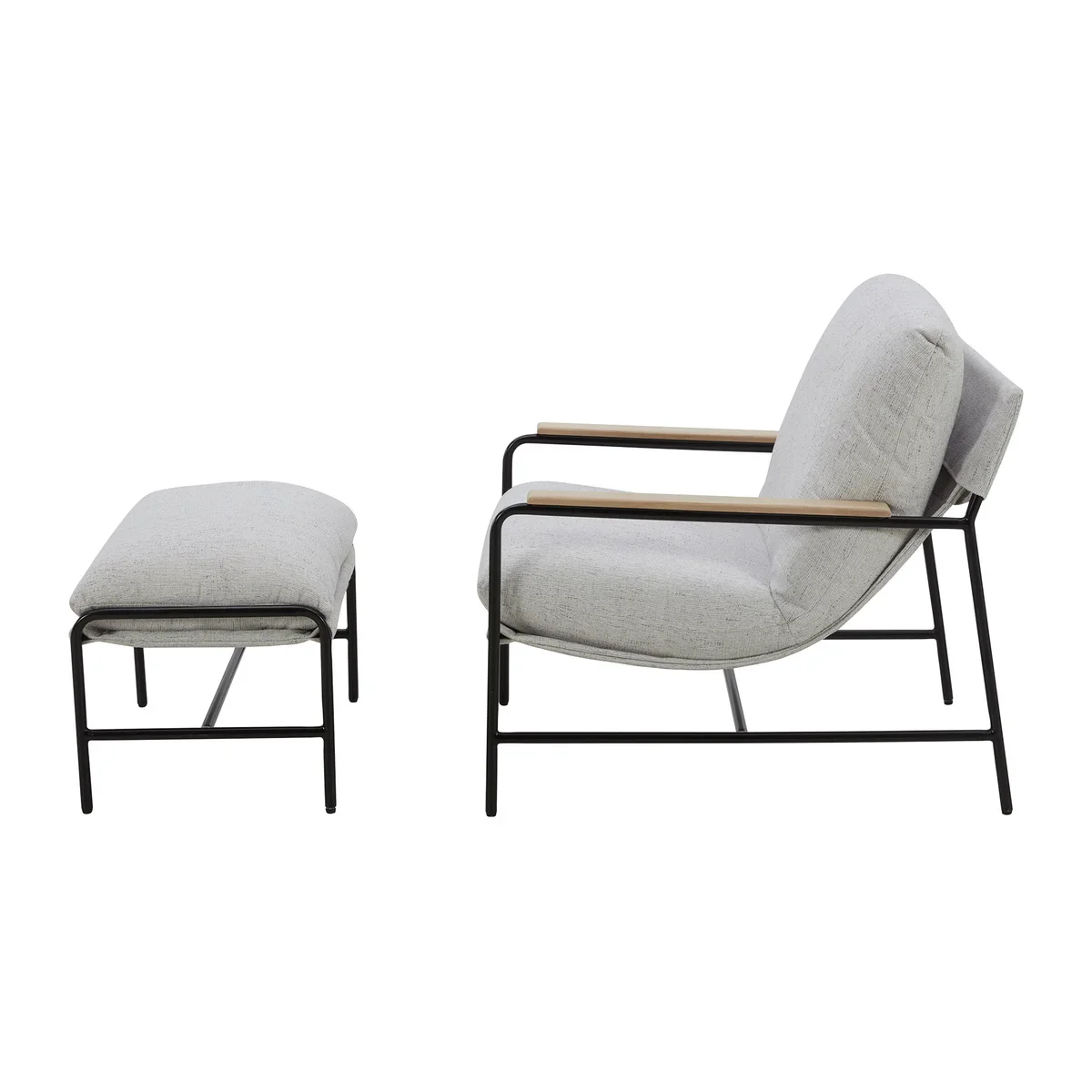 Aiden & Ivy – Fauteuil en tissu avec pouf - Image 2