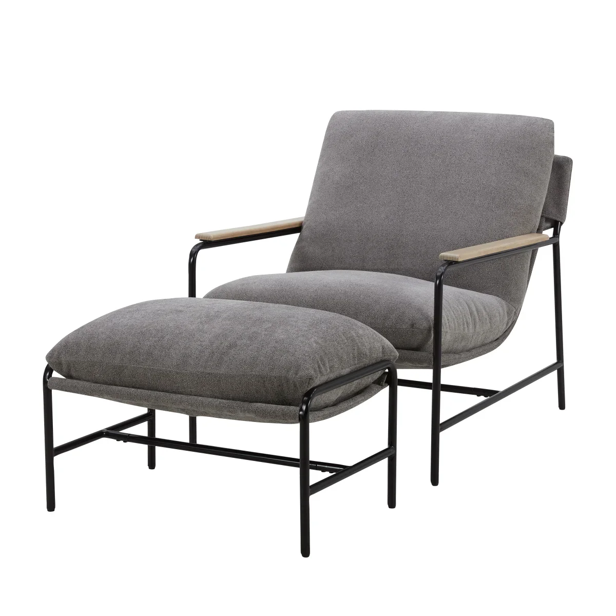 Aiden & Ivy – Fauteuil en tissu avec pouf - Image 3
