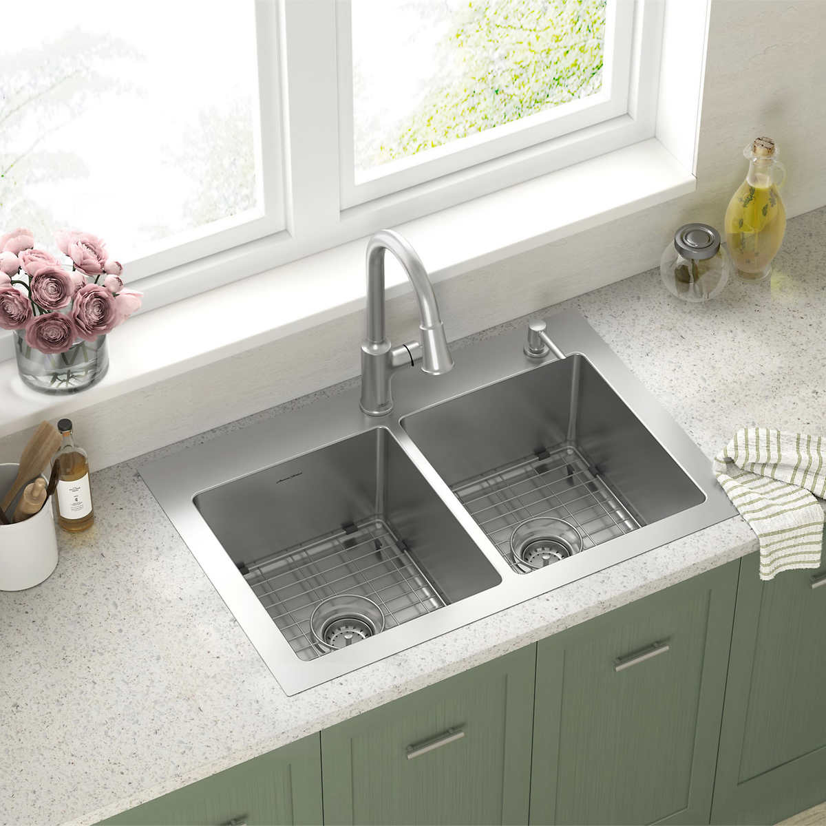 American Standard - Évier de cuisine de 32 po avec robinet amovible - Image 3