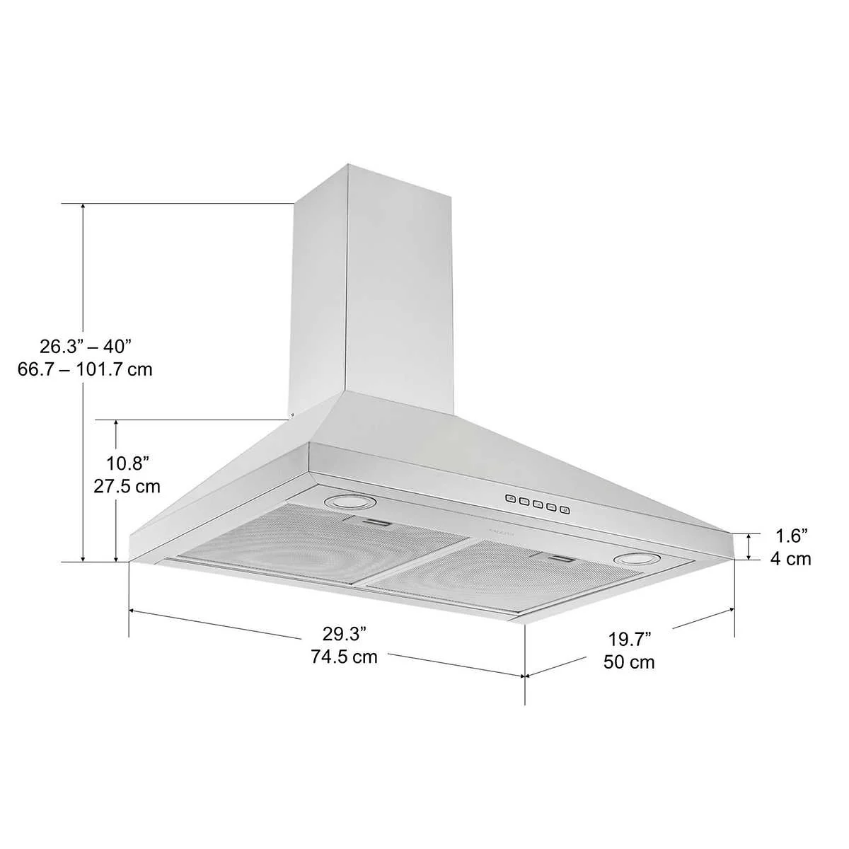 Ancona - Hotte de cuisine pyramidale convertible de 30 po AN-1544 - Image 6