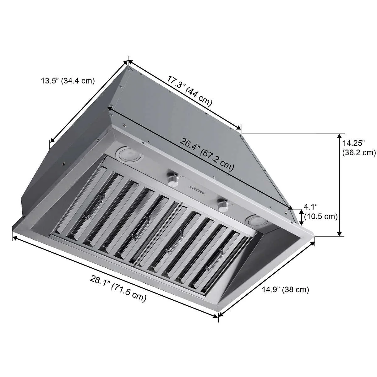 Ancona - Hotte de cuisinière à conduit en acier inoxydable, 600 CFM maximum - Image 8