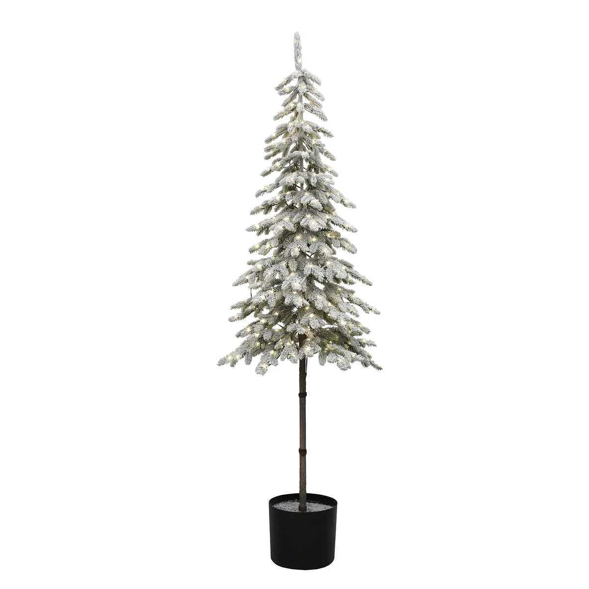 Arbre alpin floqué en pot de 1,8 m (6 pi) avec lumières - Image 3