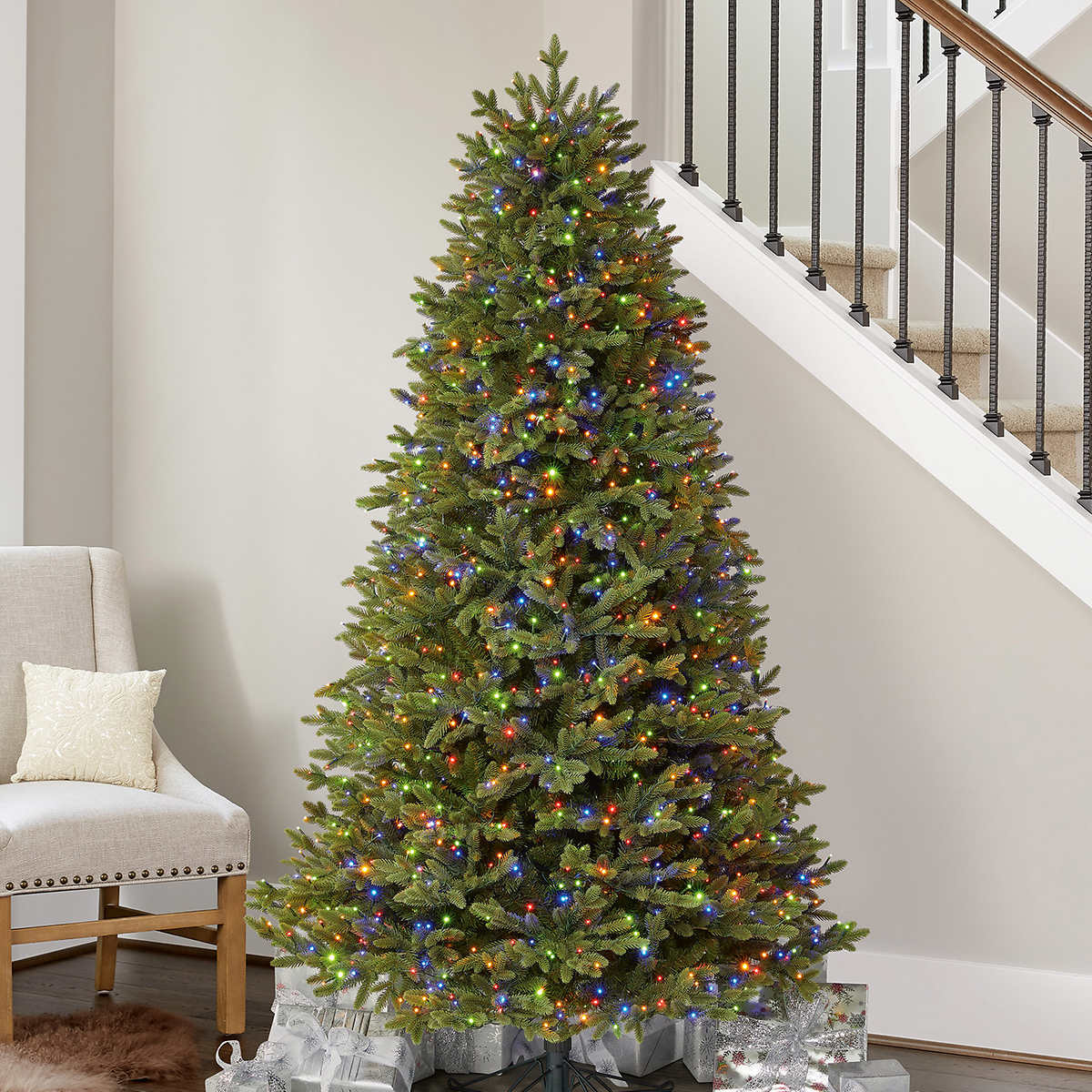 Arbre de Noël artificiel tremble pré-éclairé de 6,5 pi, 1 500 micro-lumières DEL