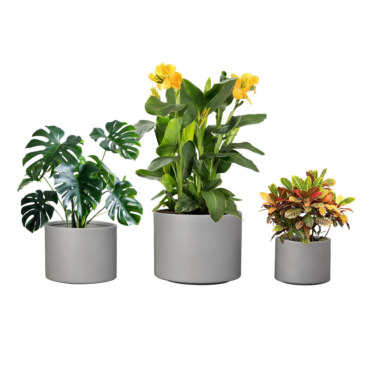 CMS - Jardinières rondes en céramique pour l’intérieur et l’extérieur, ensemble de 3 - Image 3