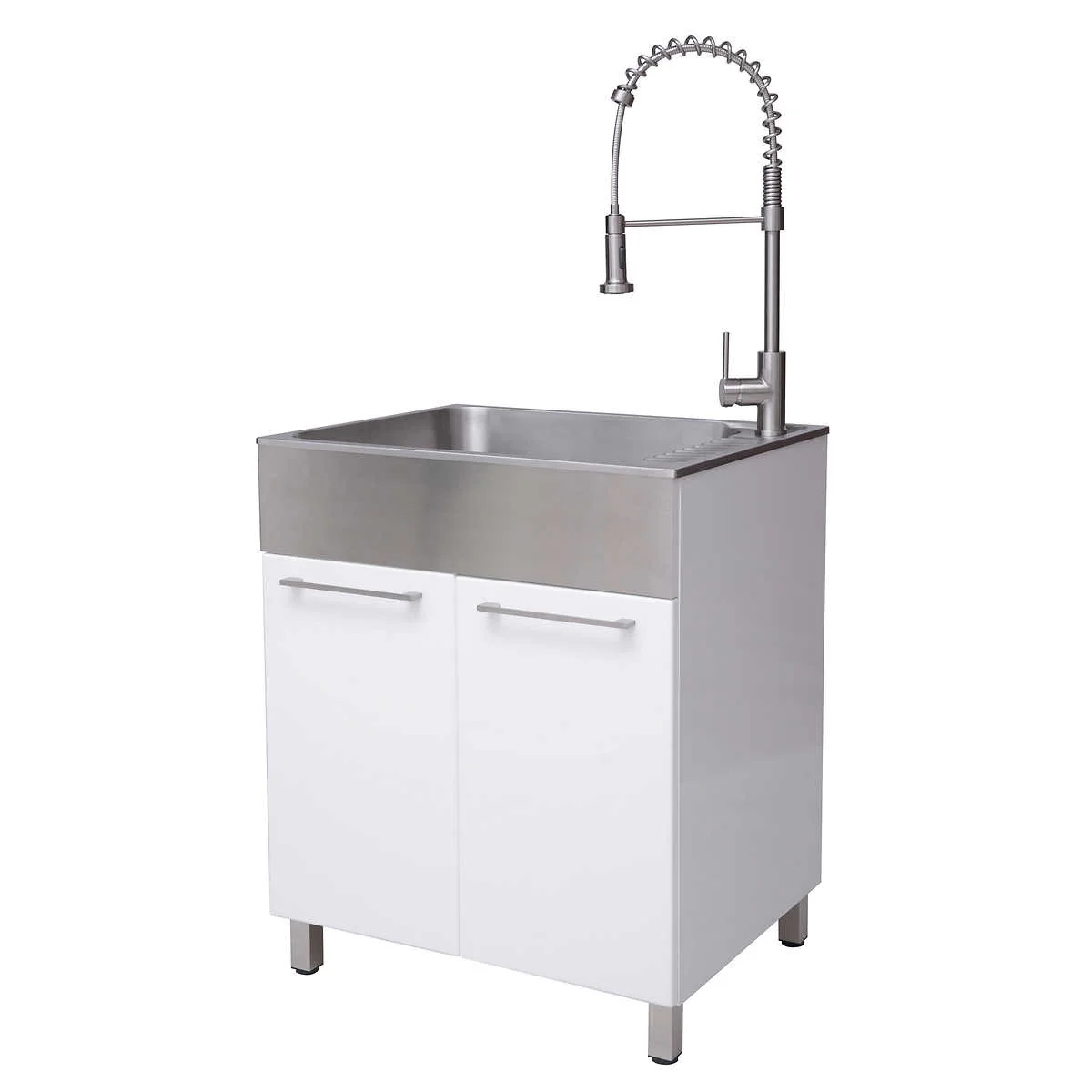 Conglom - Armoire de buanderie avec évier en acier inoxydable et robinet rétractable - Image 2