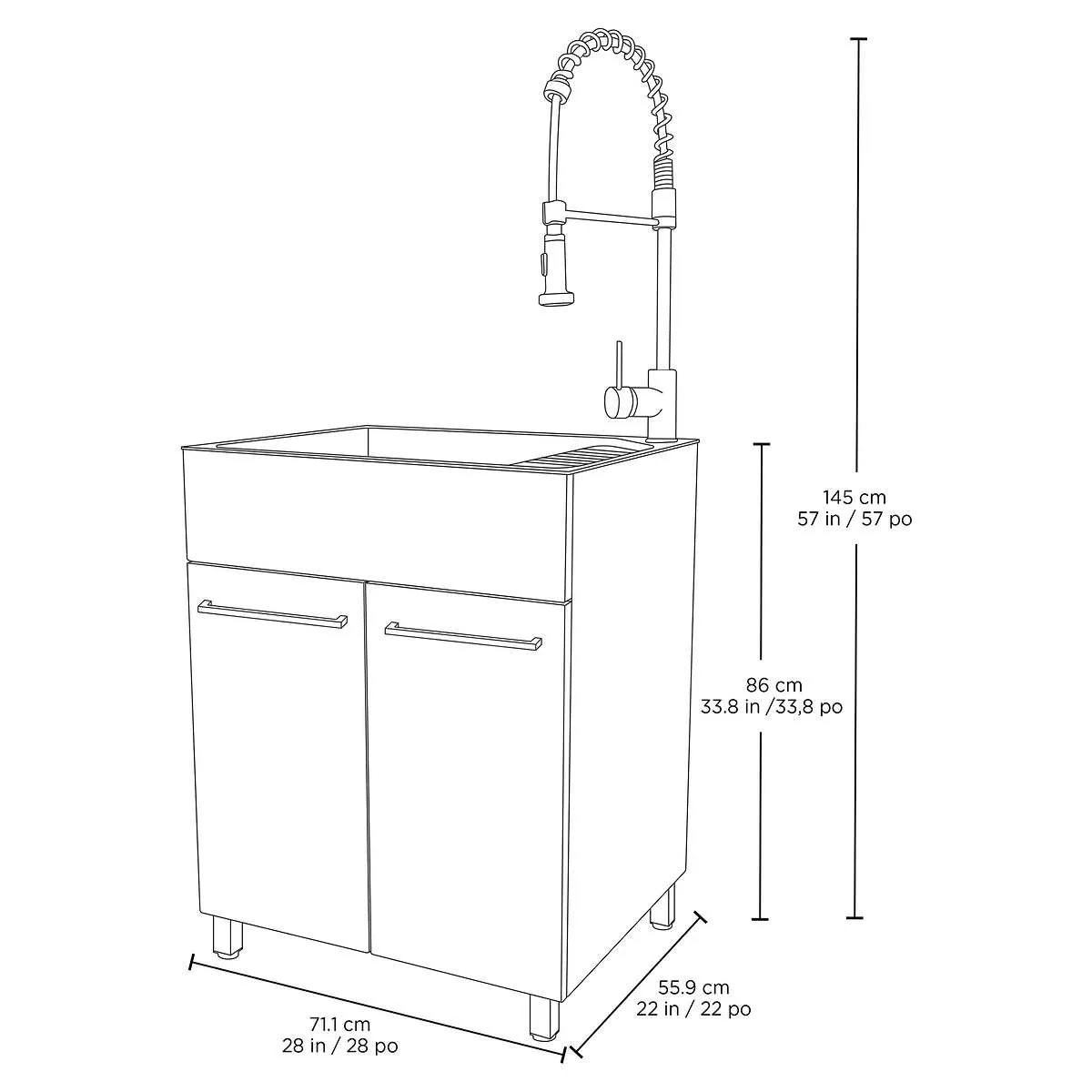 Conglom - Armoire de buanderie avec évier en acier inoxydable et robinet rétractable - Image 3