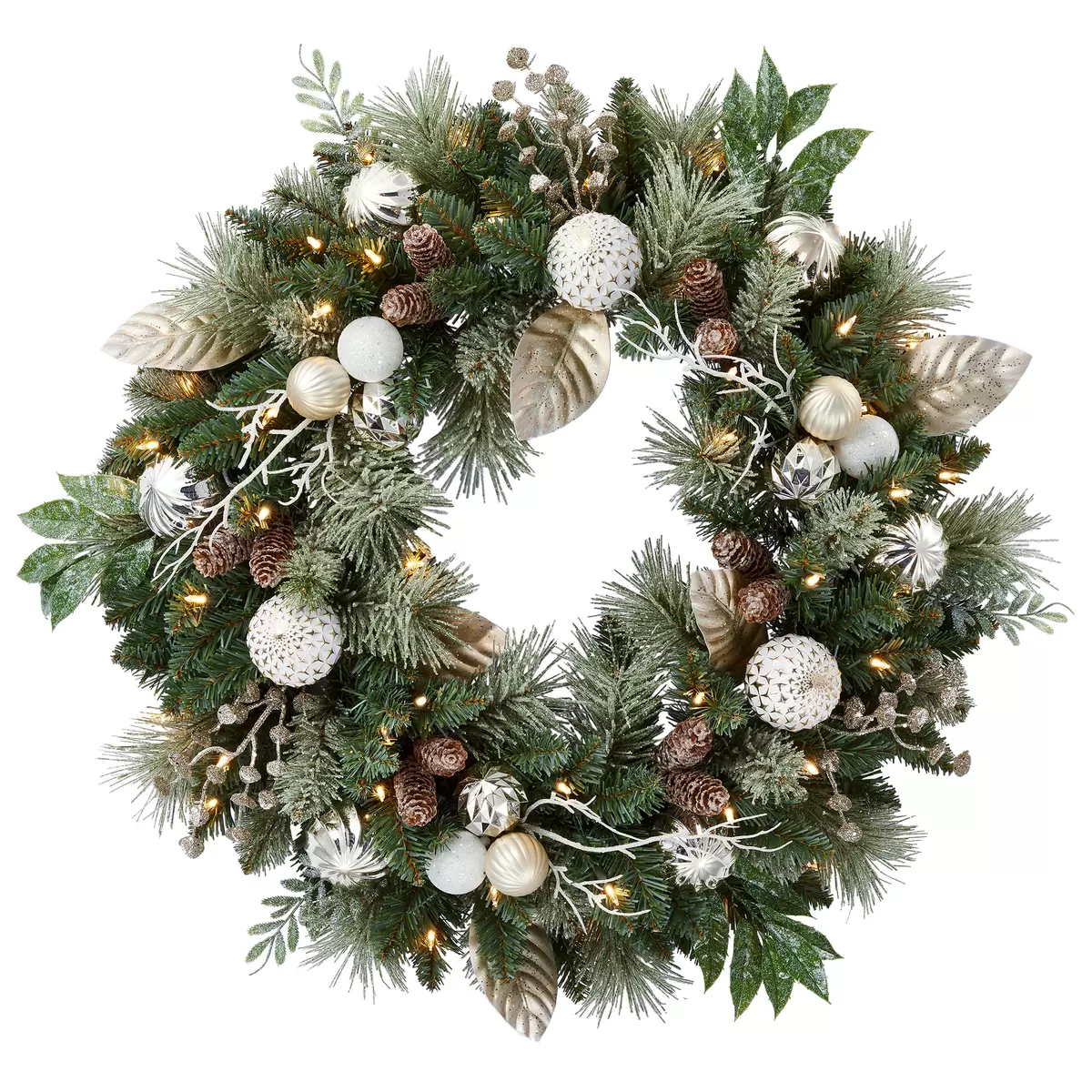Couronne artificielle décorée à DEL pré-éclairée de 30 po - Image 3
