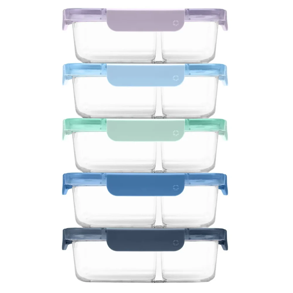 Ello - Ensemble de plat verrouillables en verre, 10 pièces