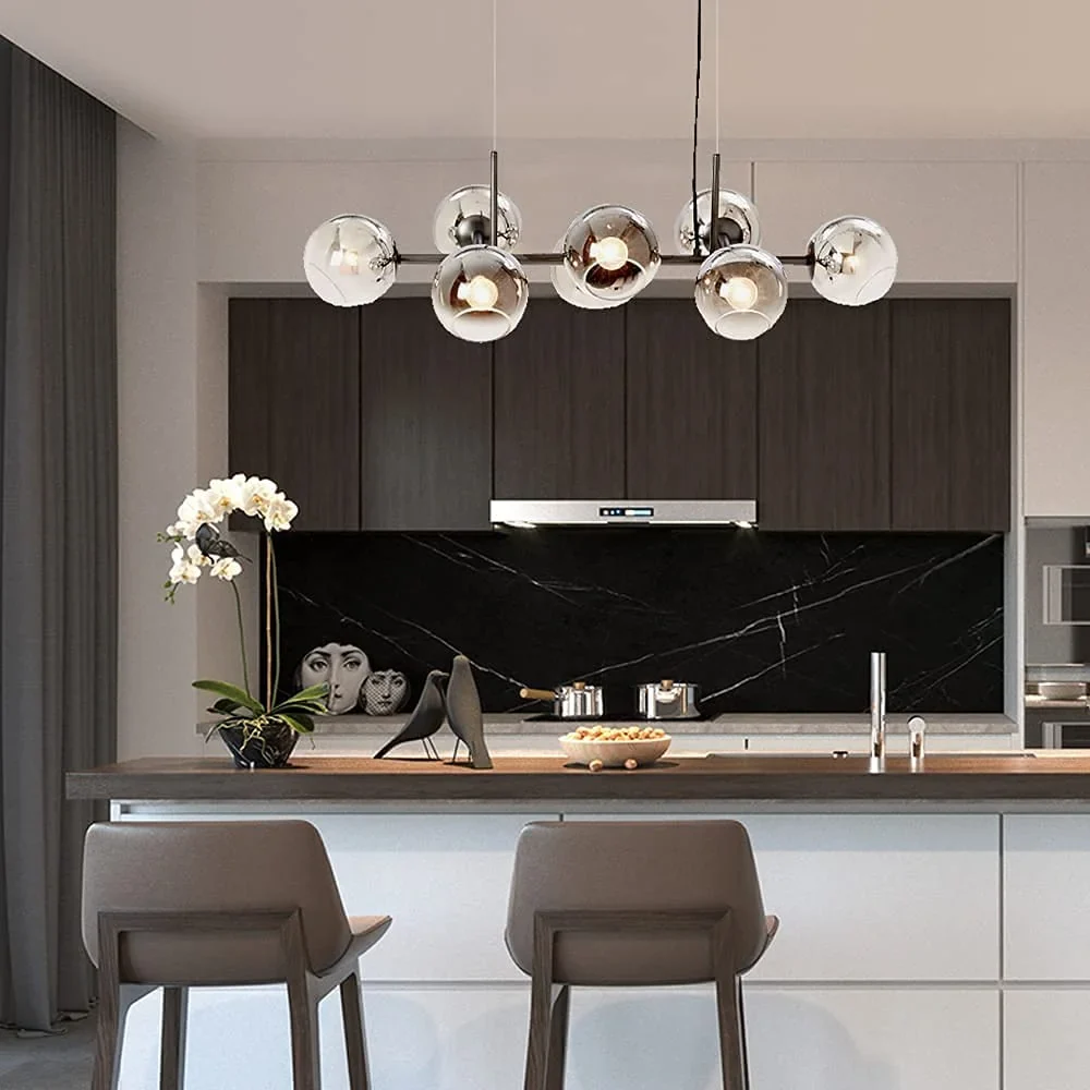 Empire Lighting - Luminaire suspendu linéaire en verre sphérique 8 lumières Astra - Image 2