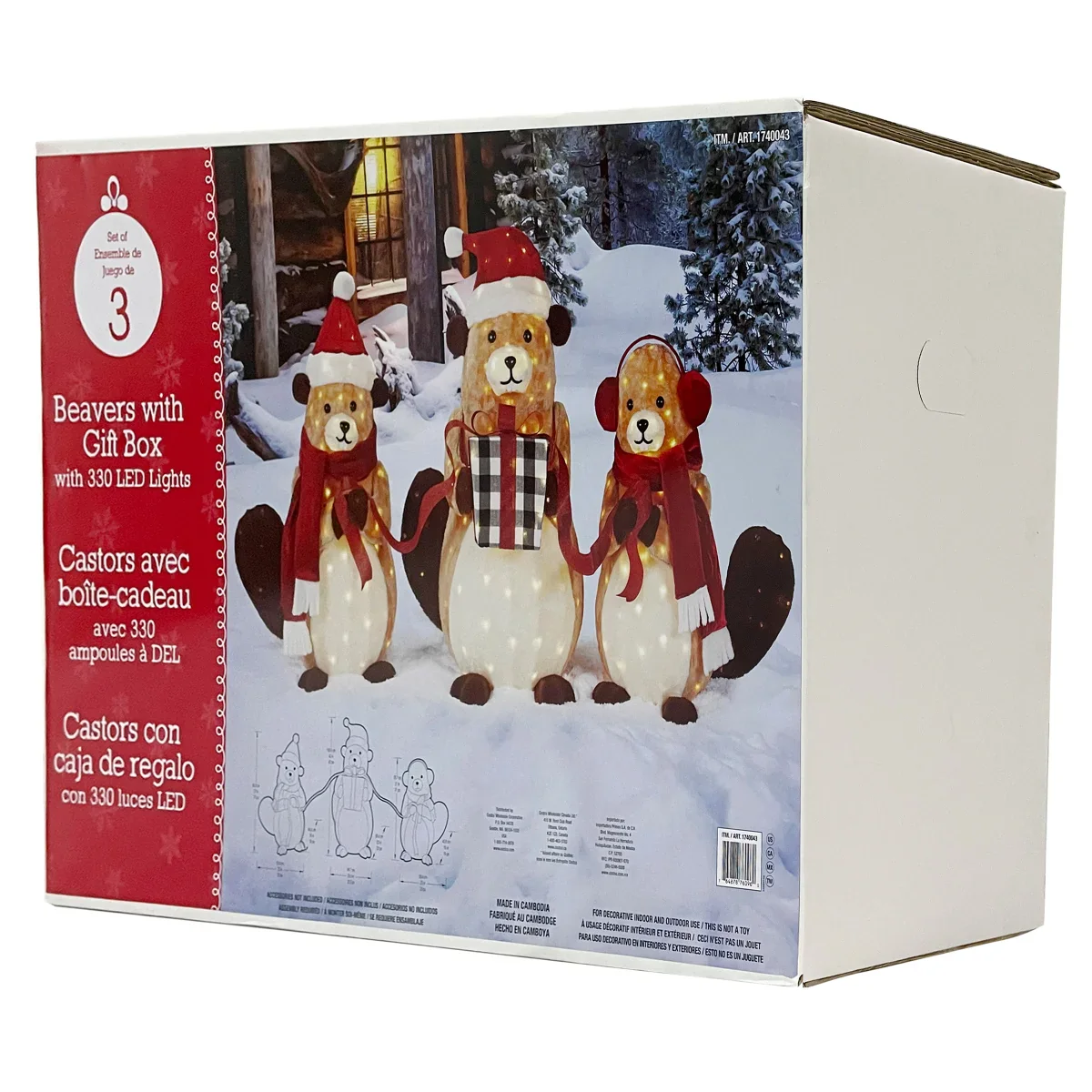 Ensemble de 3 castors de Noël avec boîte-cadeau - Image 3