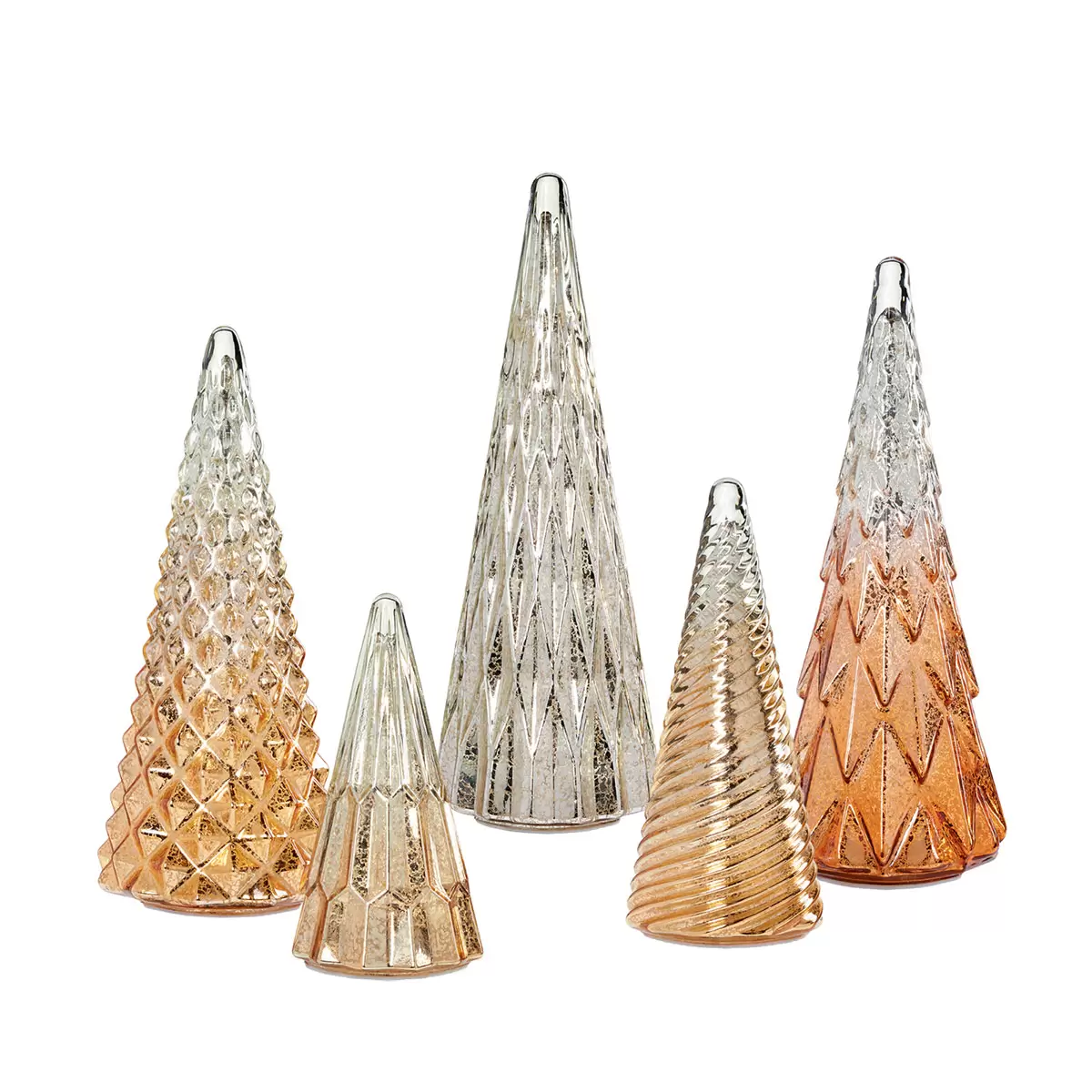 Ensemble de 5 arbres en verre avec lumières DEL en vert - Image 7