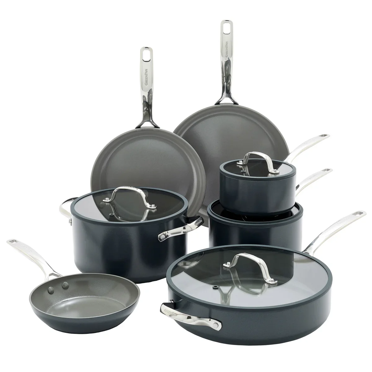GreenPan - Batterie de cuisine en céramique antiadhésive Eras, 11 pièces