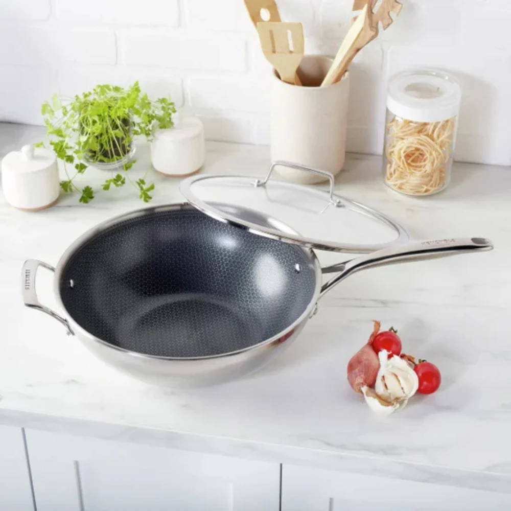 HENCKELS - Wok hybride en céramique antiadhésive à 3 plis Paradigm, 30 cm - Image 4