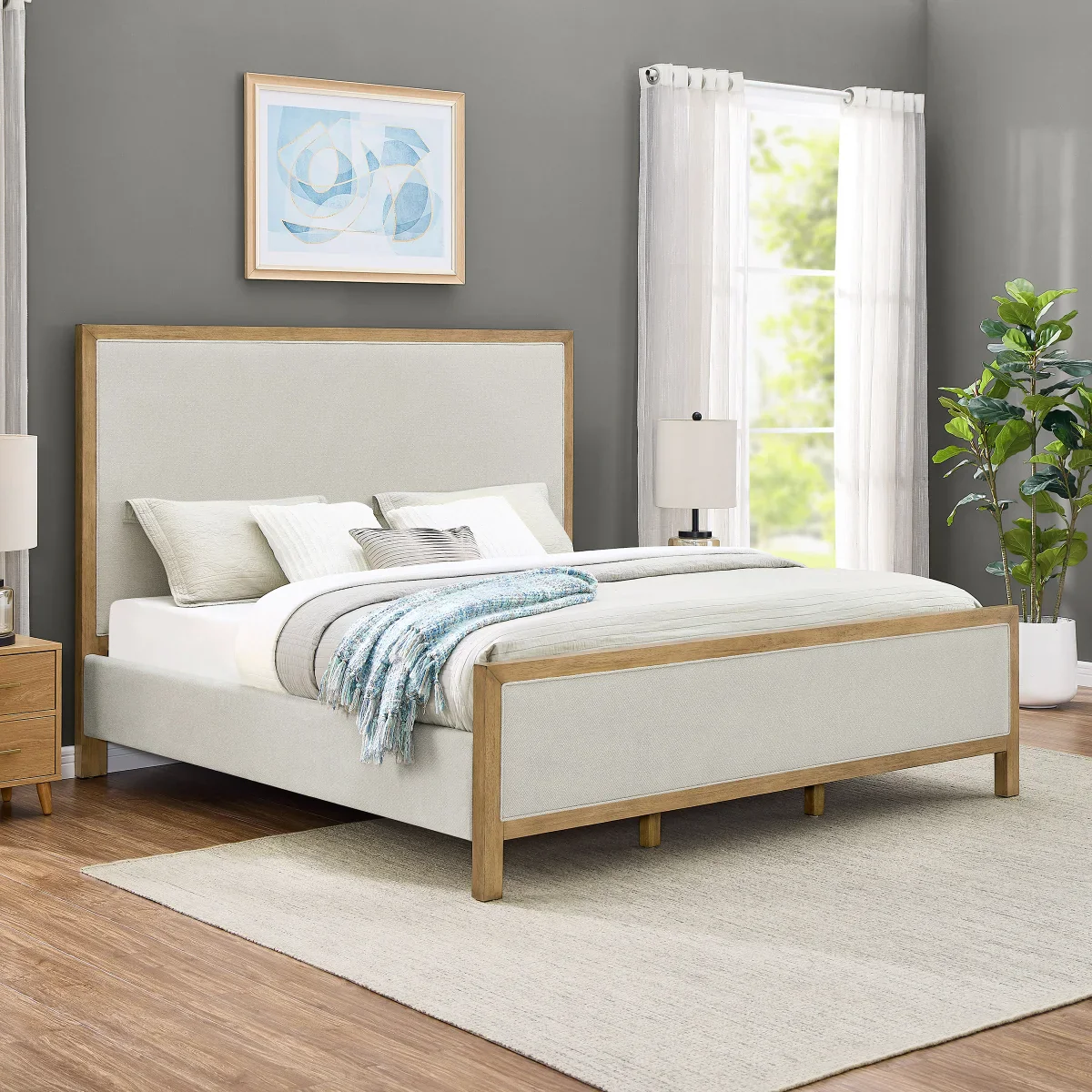 Henredon – Base de lit recouvert de tissu