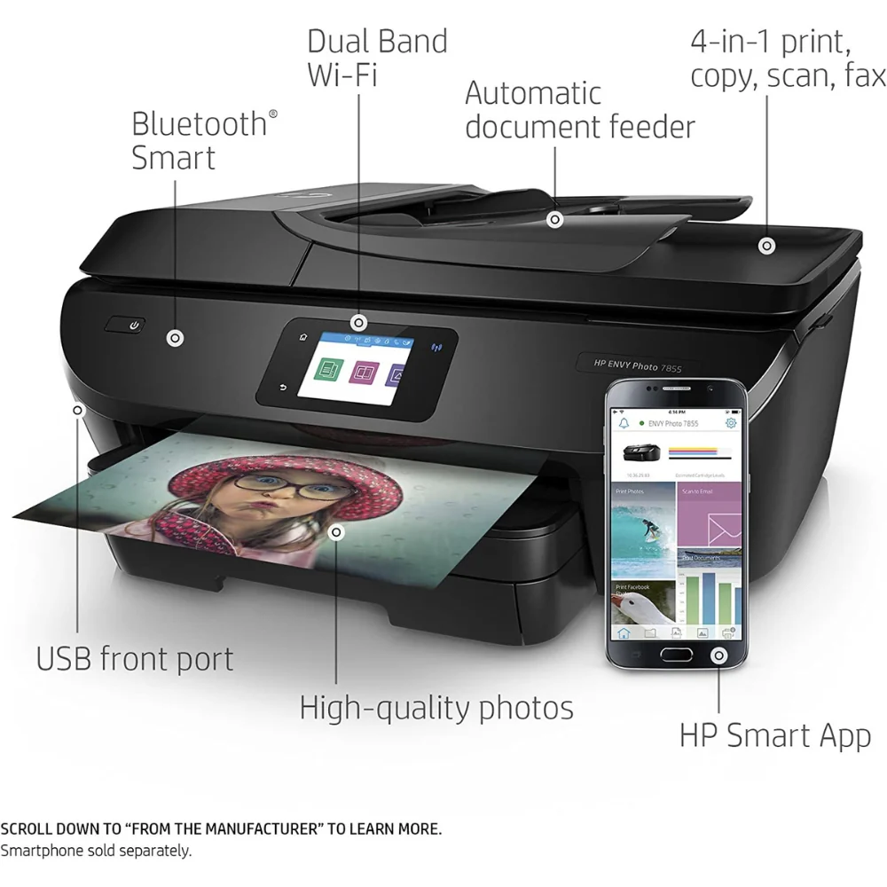 HP - Imprimante photo tout-en-un avec impression sans fil - K7R96A Envy Photo 7855 - Image 3