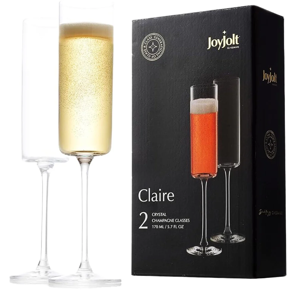 JoyJolt - Flûtes à champagne Collection Claire en cristal, paquet de 2