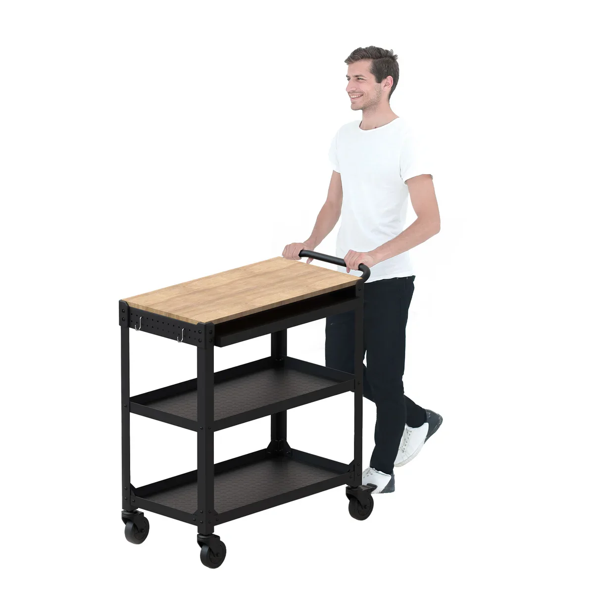 KODA - Chariot utilitaire à 3 étagères avec plateau coulissant - Image 3