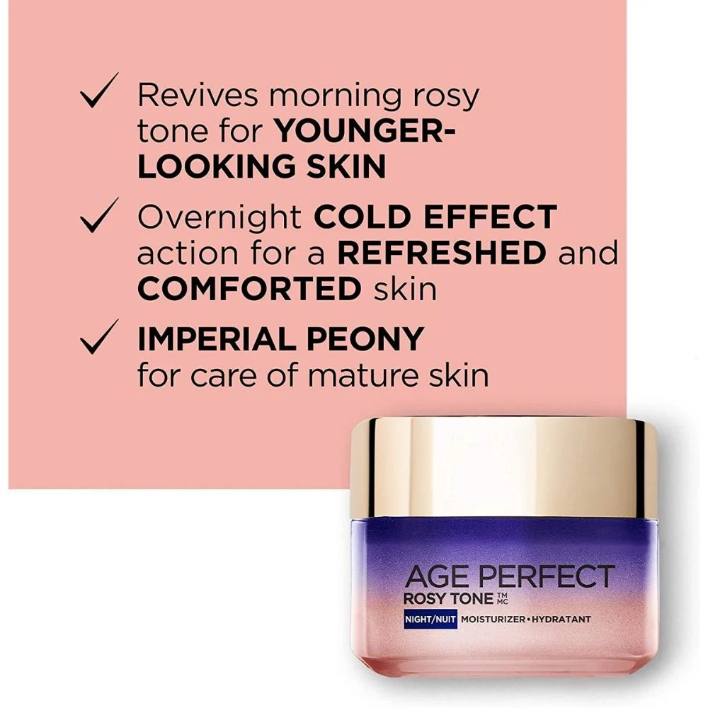 L’Oréal Paris - Age Perfect Rosy Tone - Crème de nuit hydratante , 2 x 50 mL - Image 2