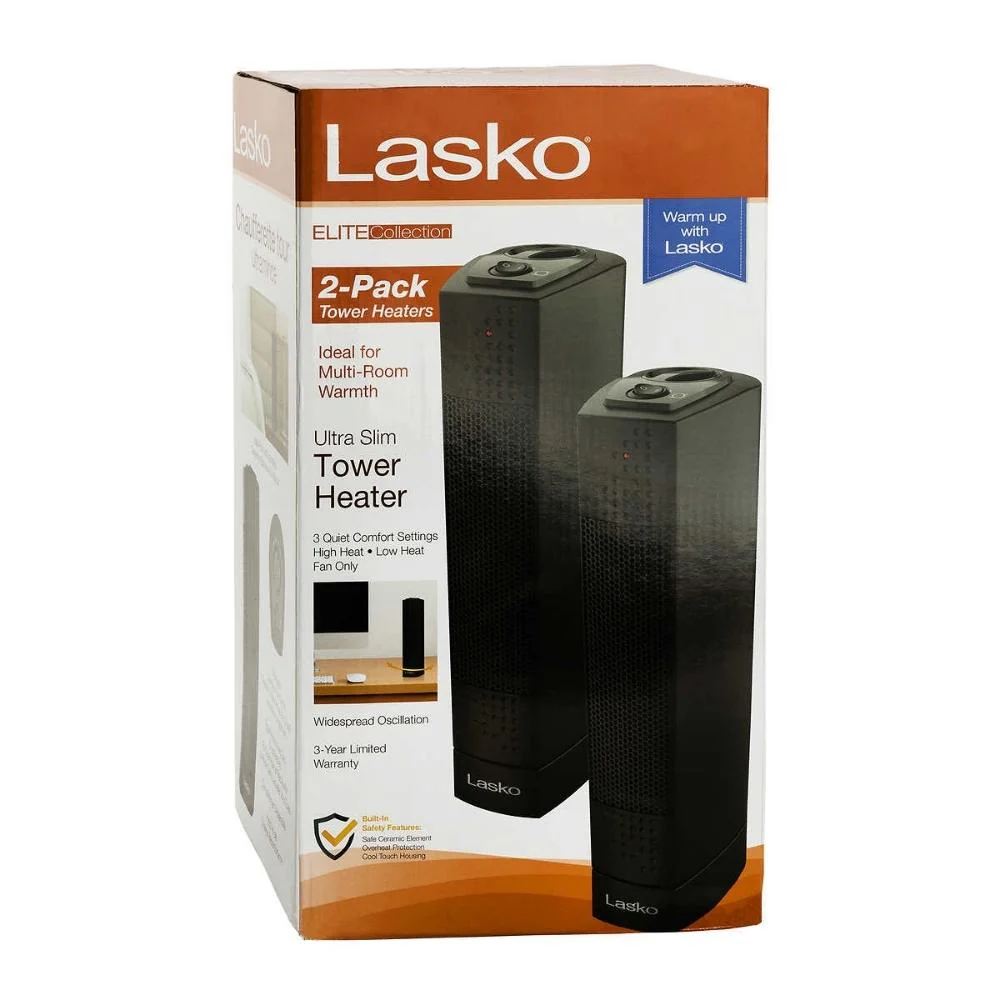 Lasko - Ensemble de 2 chaufferettes, tour ultramince