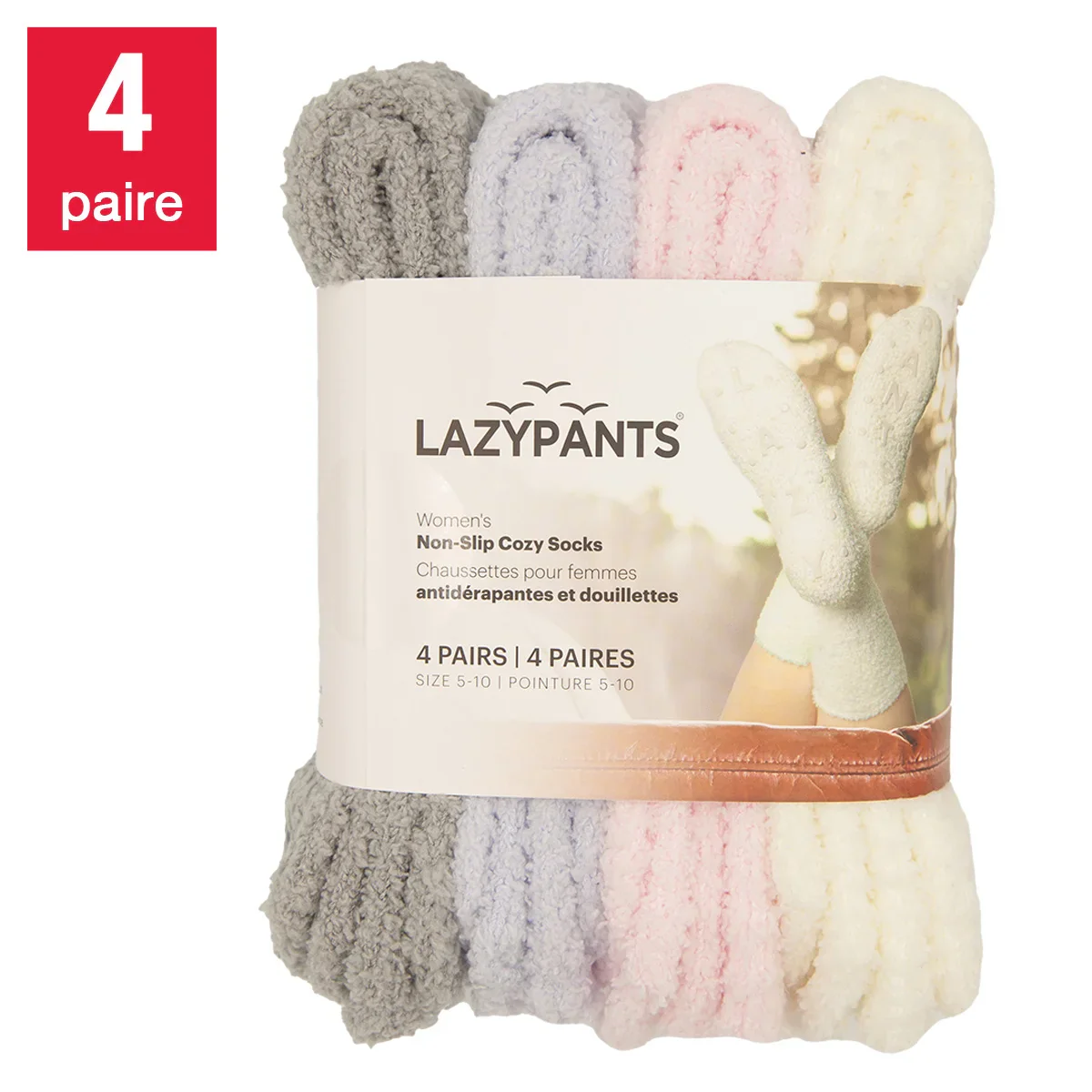Lazypants - Chaussettes douillettes antidérapantes, 4 paires - Image 3