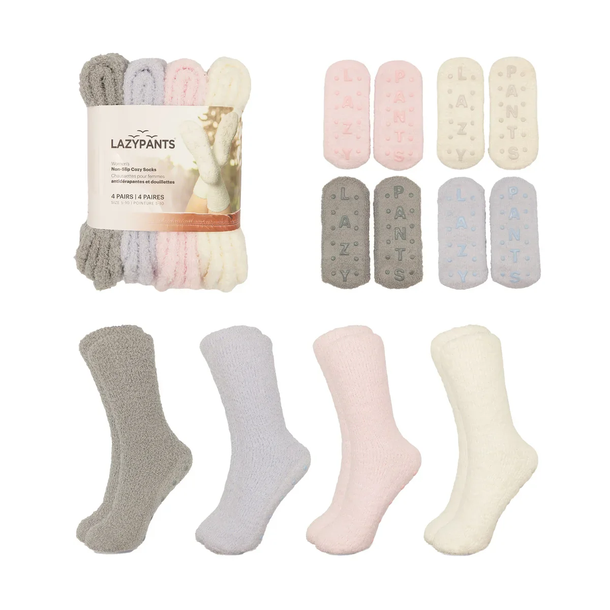 Lazypants - Chaussettes douillettes antidérapantes, 4 paires - Image 4