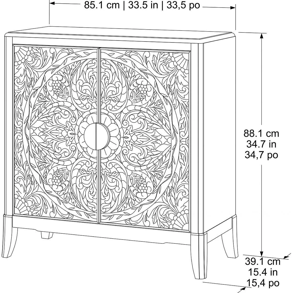 Lita - Armoire avec panneaux de portes sculptés de style balinais traditionnel - Image 7