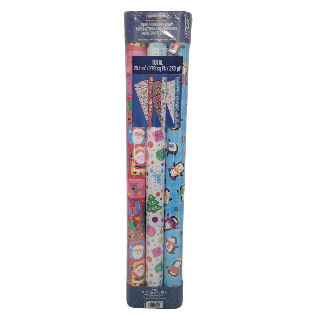 Kirkland signature - Lot de 3 emballages cadeaux double face - Image 12