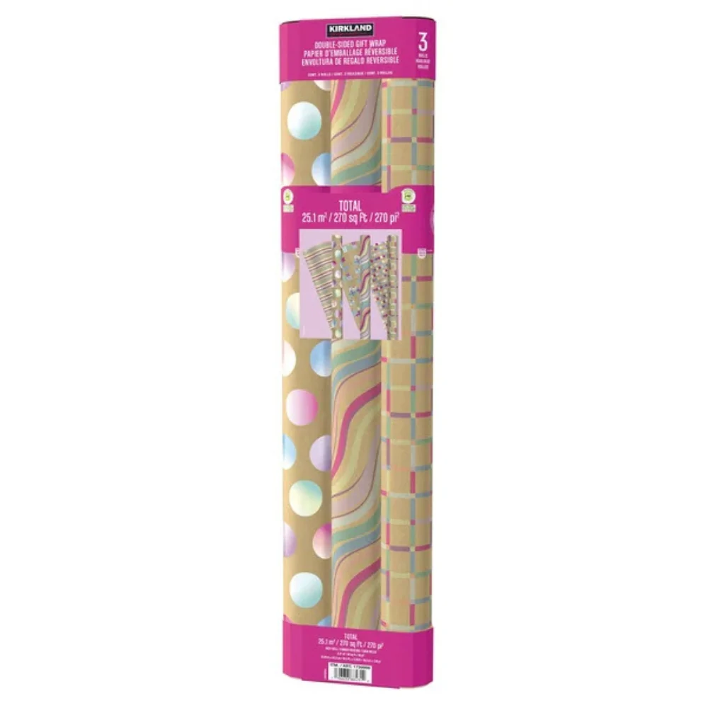 Kirkland signature - Lot de 3 emballages cadeaux double face - Image 13