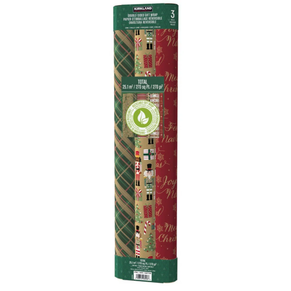 Kirkland signature - Lot de 3 emballages cadeaux double face - Image 14