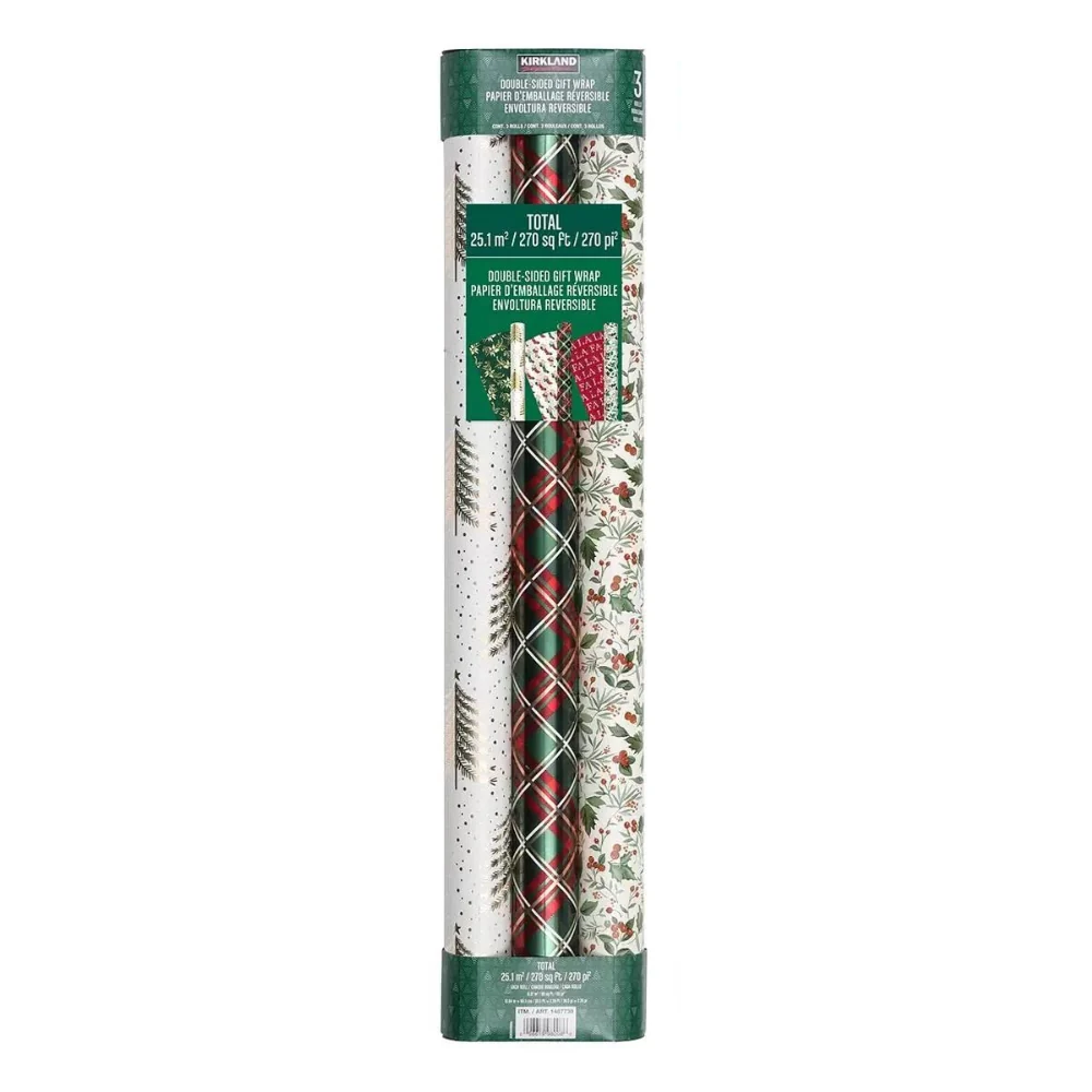 Kirkland signature - Lot de 3 emballages cadeaux double face - Image 3
