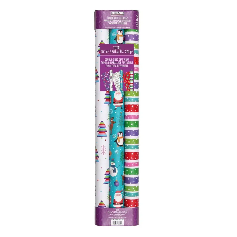 Kirkland signature - Lot de 3 emballages cadeaux double face - Image 6