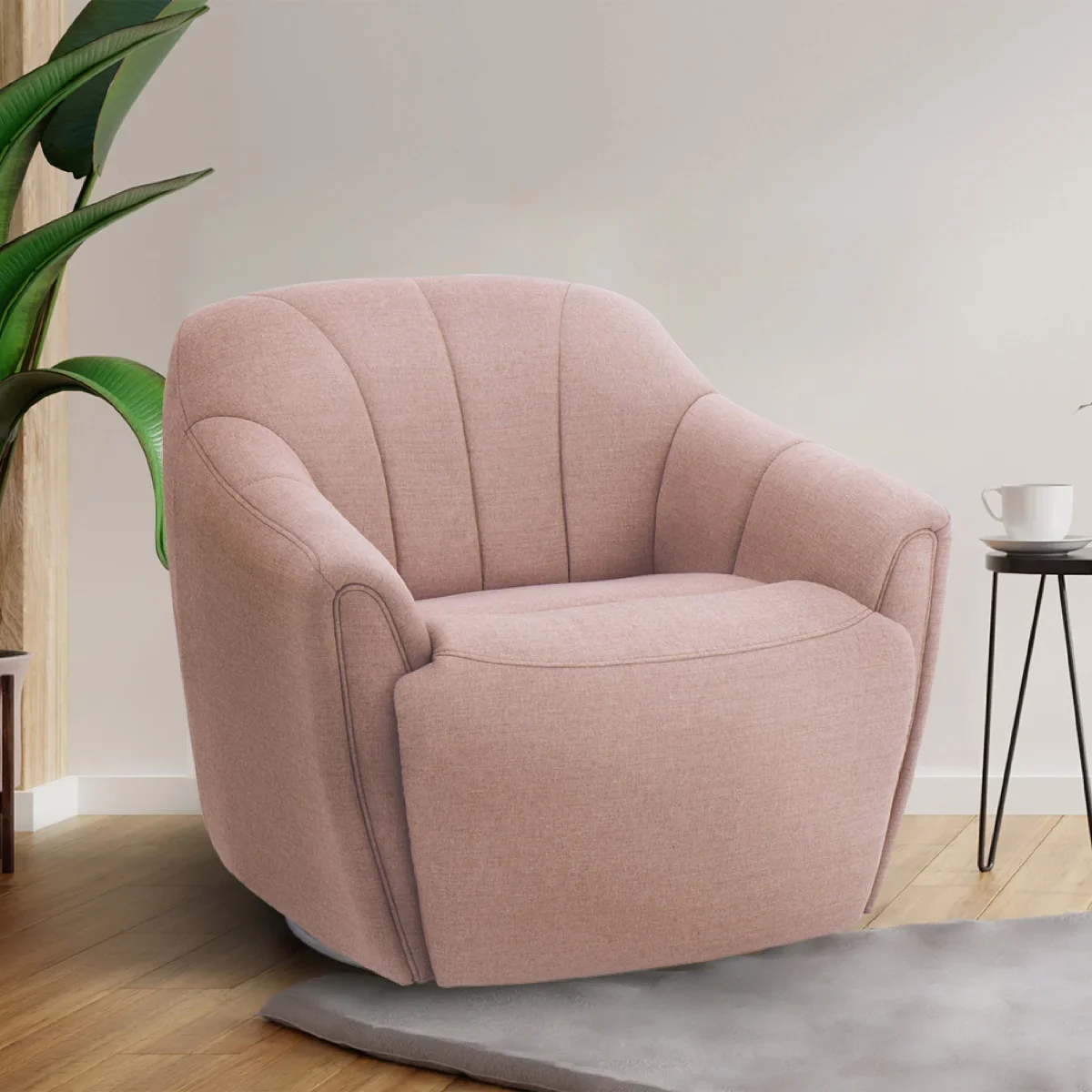 Moto Motion - Fauteuil Fiona pivotant en tissu avec repose-pieds motorisé