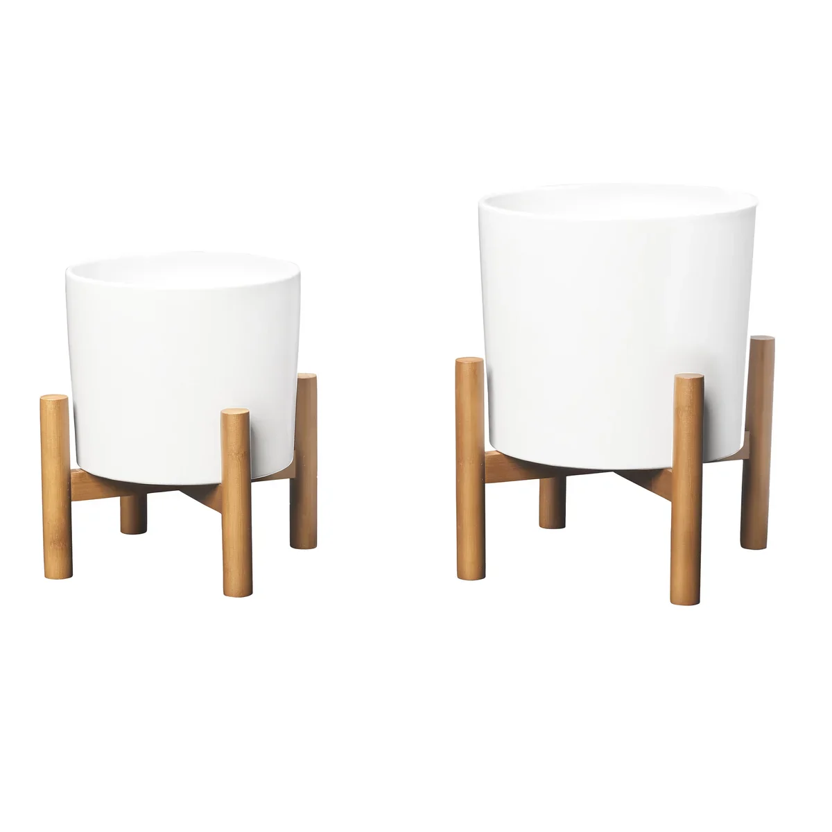 Mullally - Jardinières en céramique avec supports en bambou - Image 2