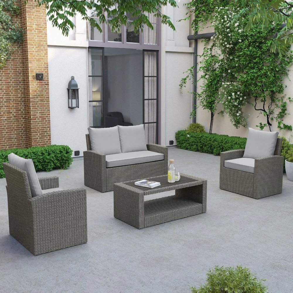 OVE Decors - Ensemble de conversation de patio 4 pièces Combo Lancaster