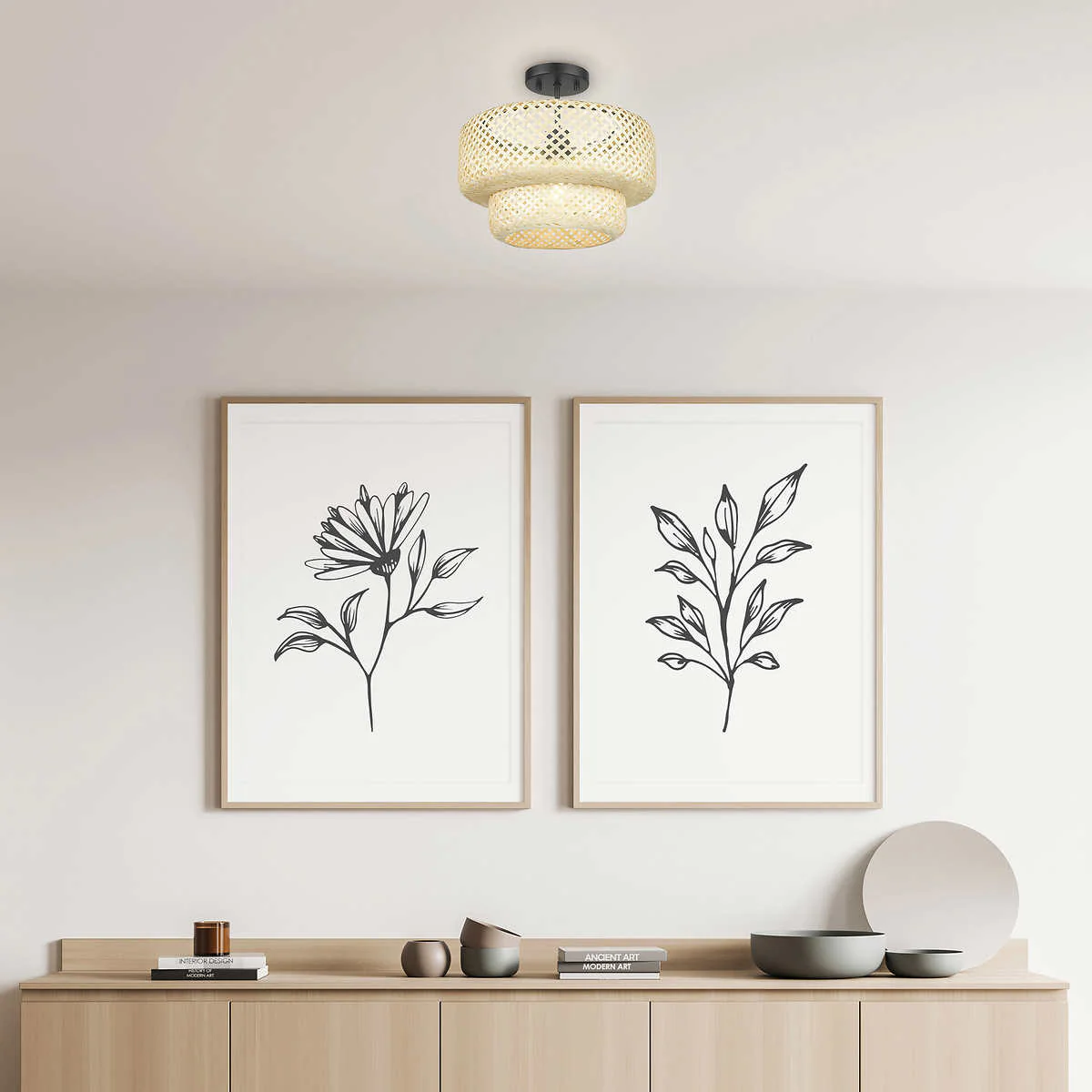 OVE -  Decors plafonnier semi-encastré à 1 lumière en bambou Makara - Image 6