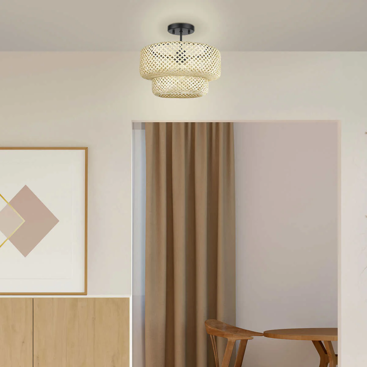 OVE -  Decors plafonnier semi-encastré à 1 lumière en bambou Makara - Image 7