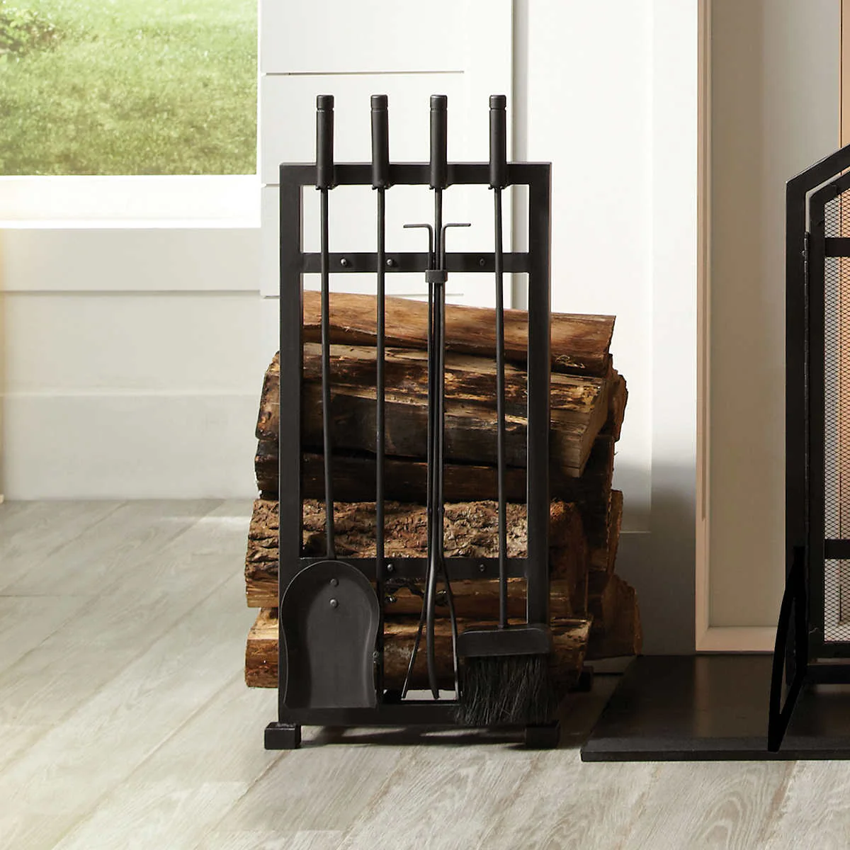 Pleasant Hearth – Porte-bûches Harper avec ustensiles de foyer