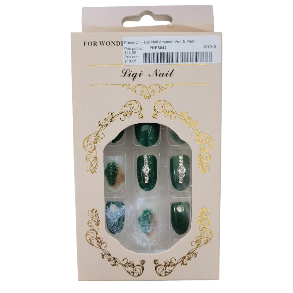 Press-On - Ongle carré arrondi à flocons blancs Flower Nail, 24 pièces - Image 4