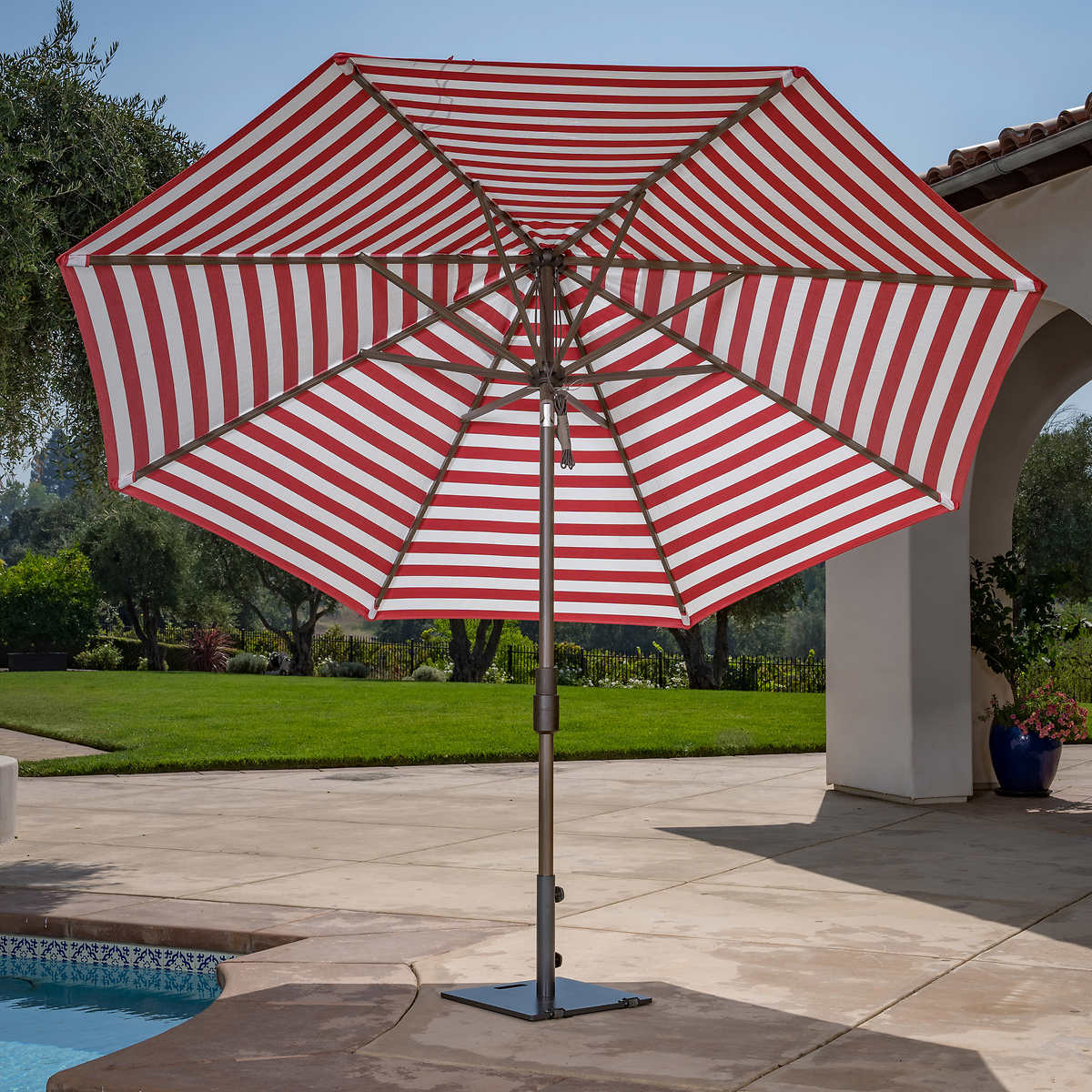 SunVilla - Parasol rond en aluminium Cabana Stripe de 11 pi - Image 5