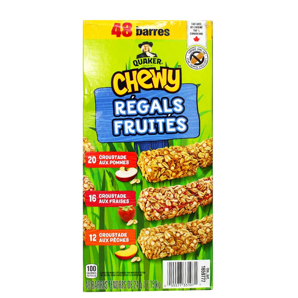 Quaker - Barres tendres Chewy régals fruité, 48 unités