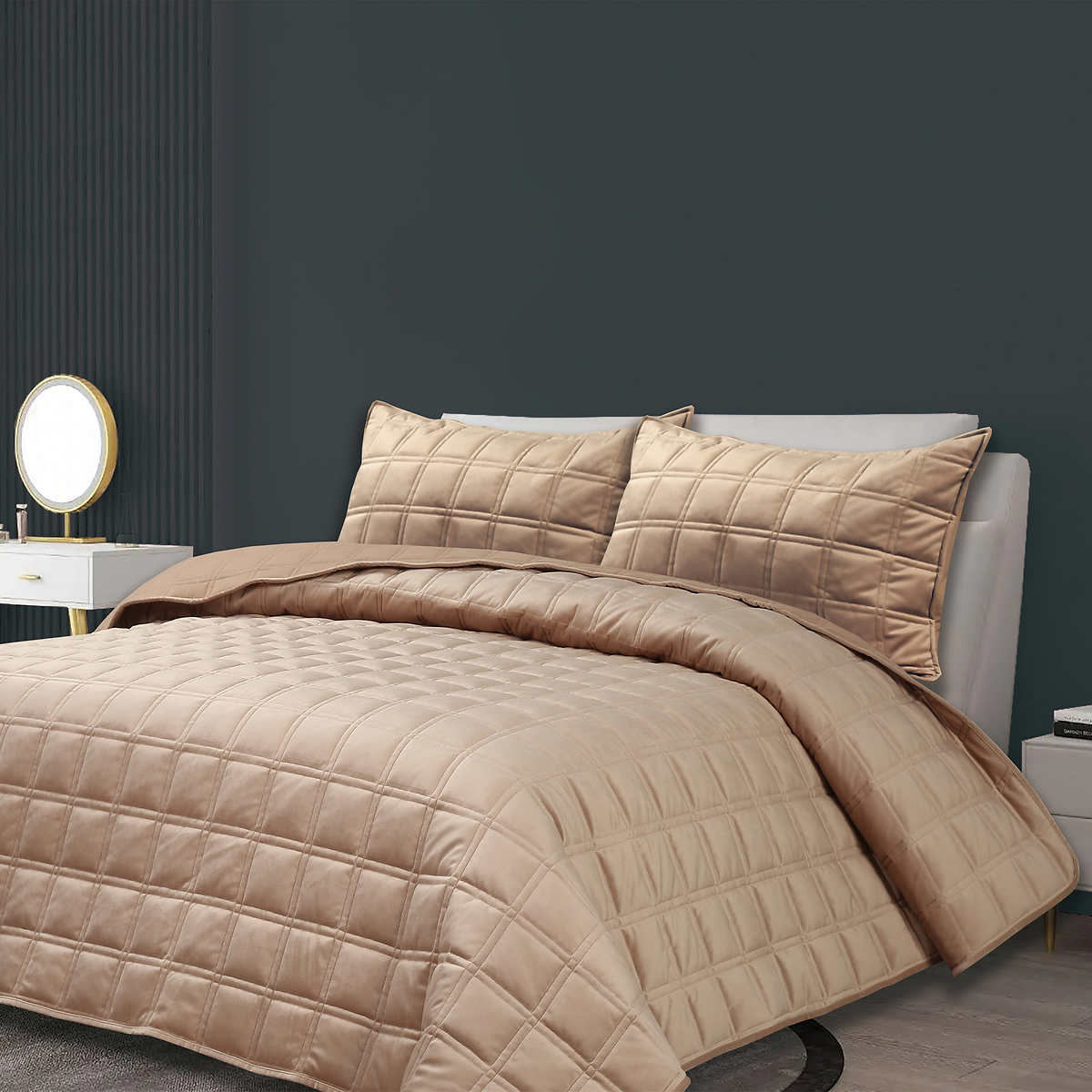 Revolution Home Decor - Ensemble couvre-lit 3 pièces en velours matelassé - Image 3