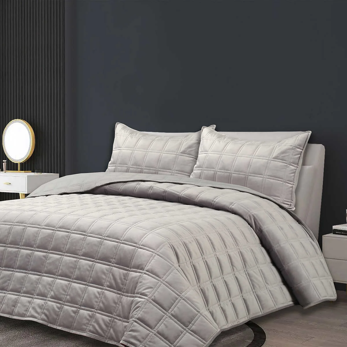 Revolution Home Decor - Ensemble couvre-lit 3 pièces en velours matelassé - Image 5