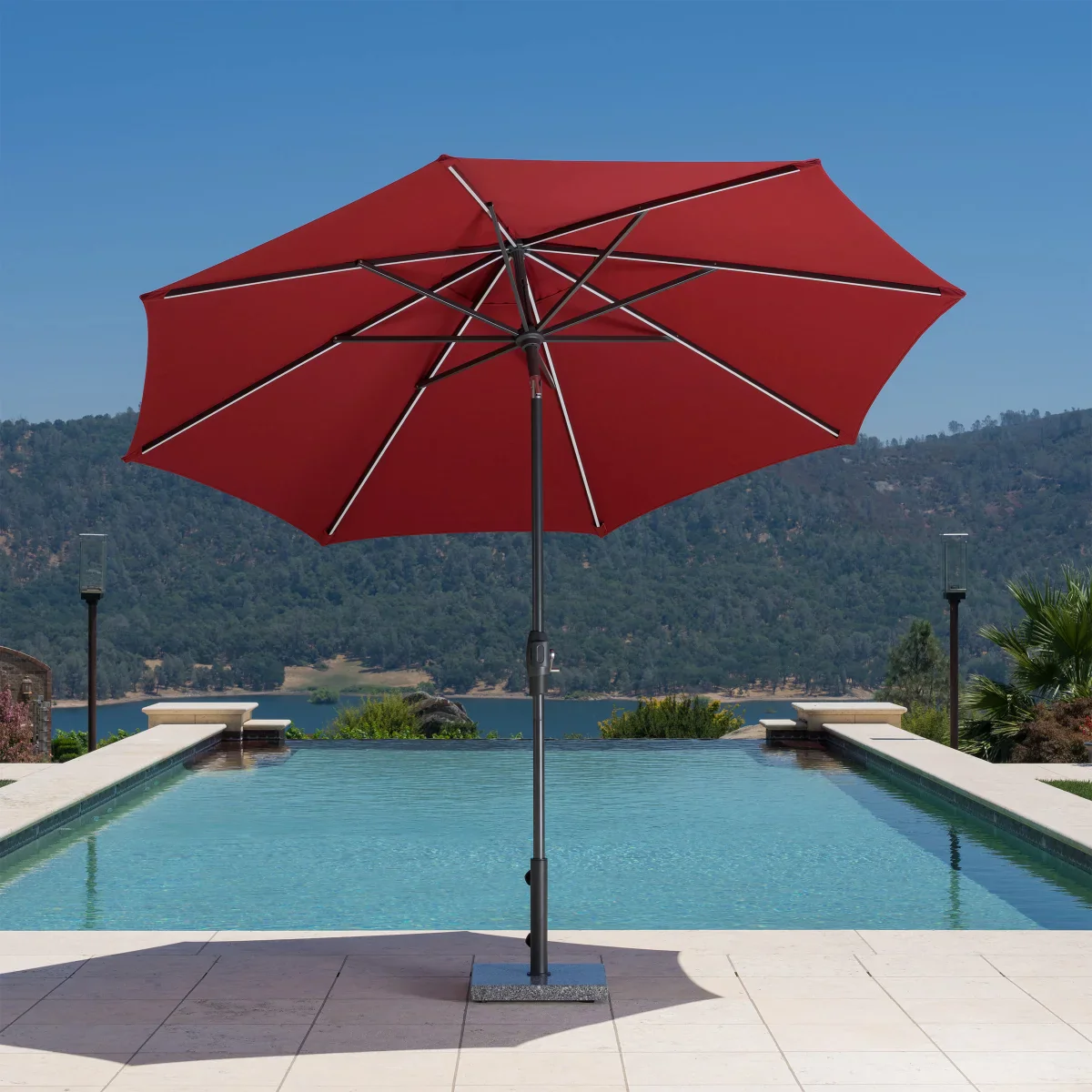 SunVilla - Parasol de marché rond en aluminium à Del - Image 11