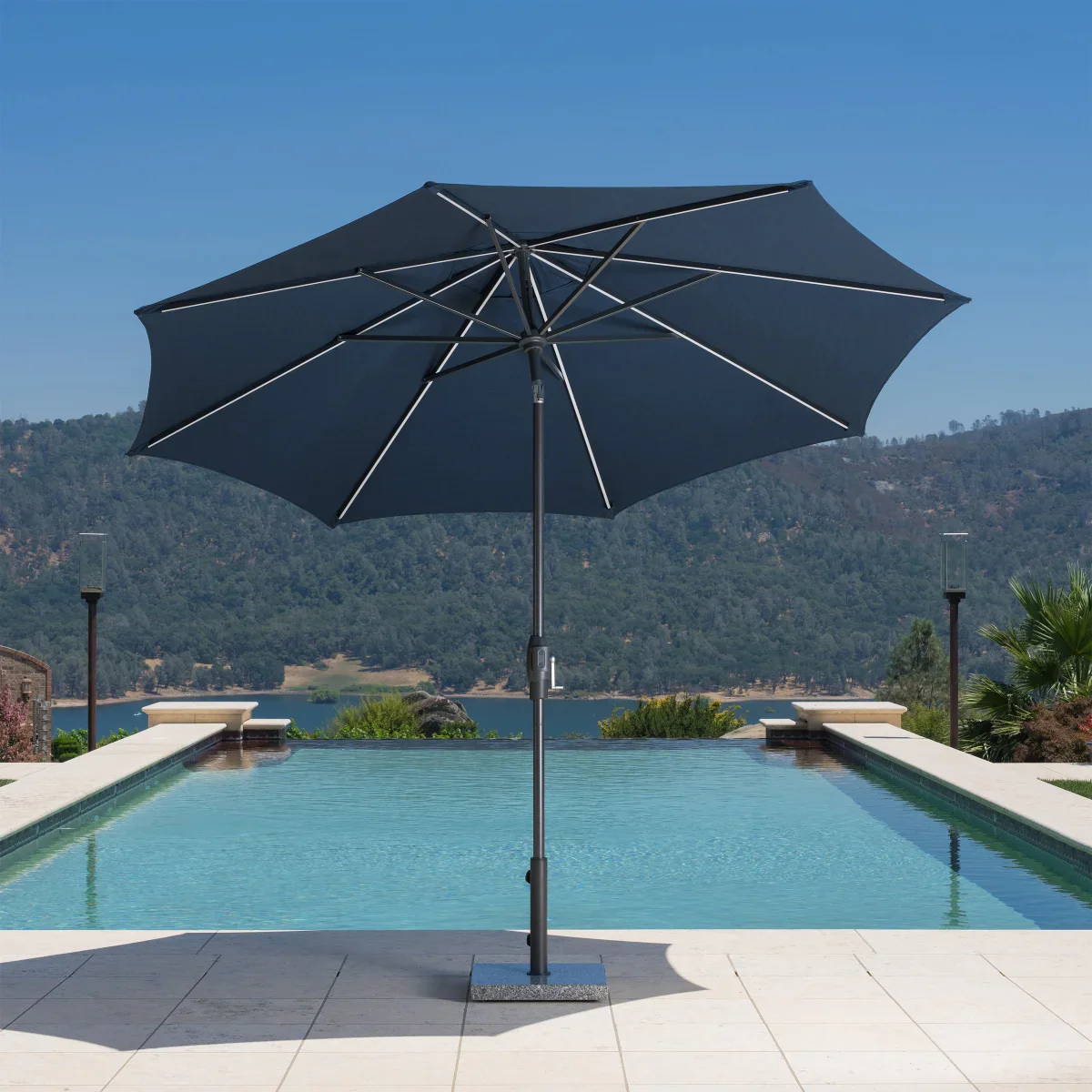 SunVilla - Parasol de marché rond en aluminium à Del - Image 9