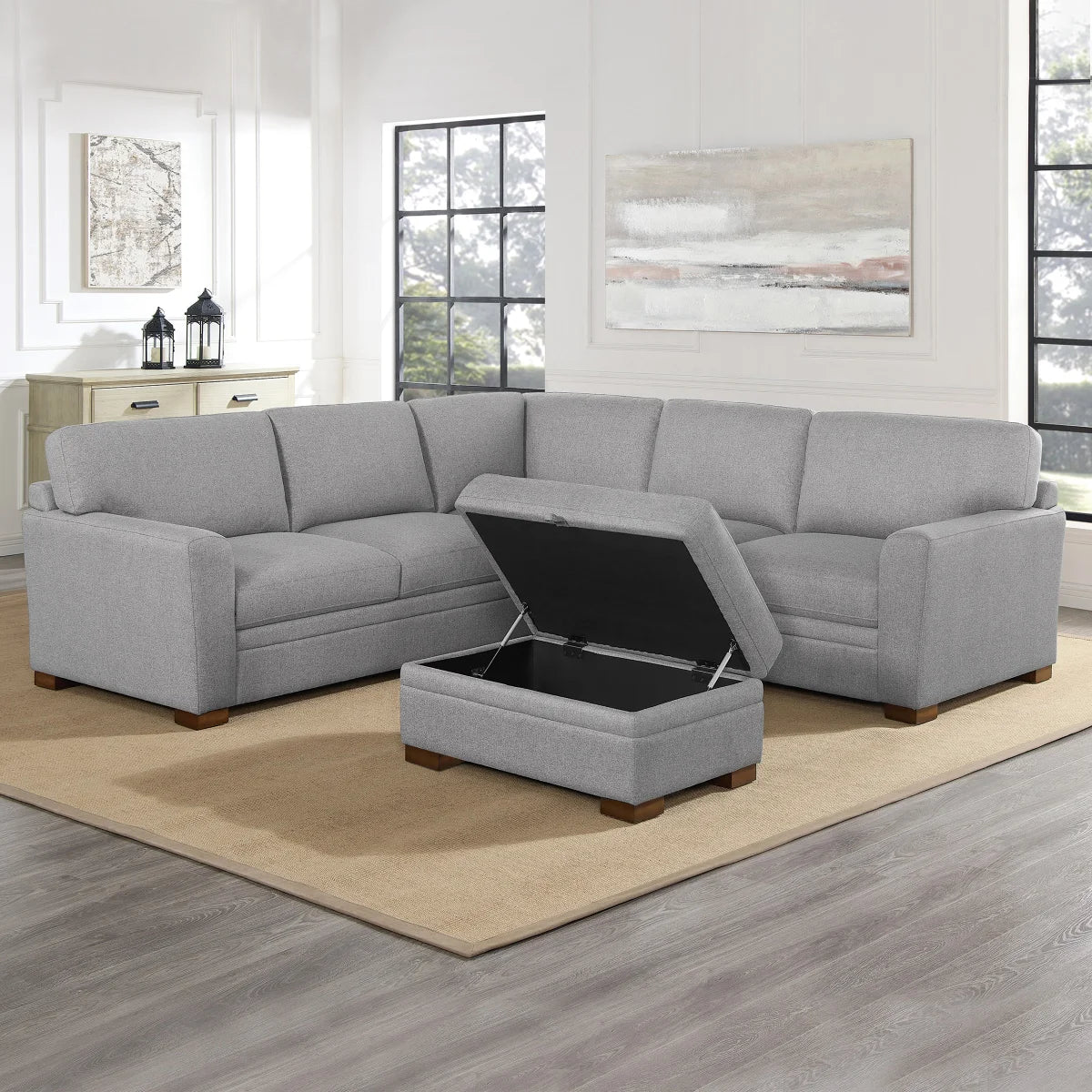 Thomasville Langdon - Sectionnel en tissu 3 pièces avec pouf de rangement - Image 2