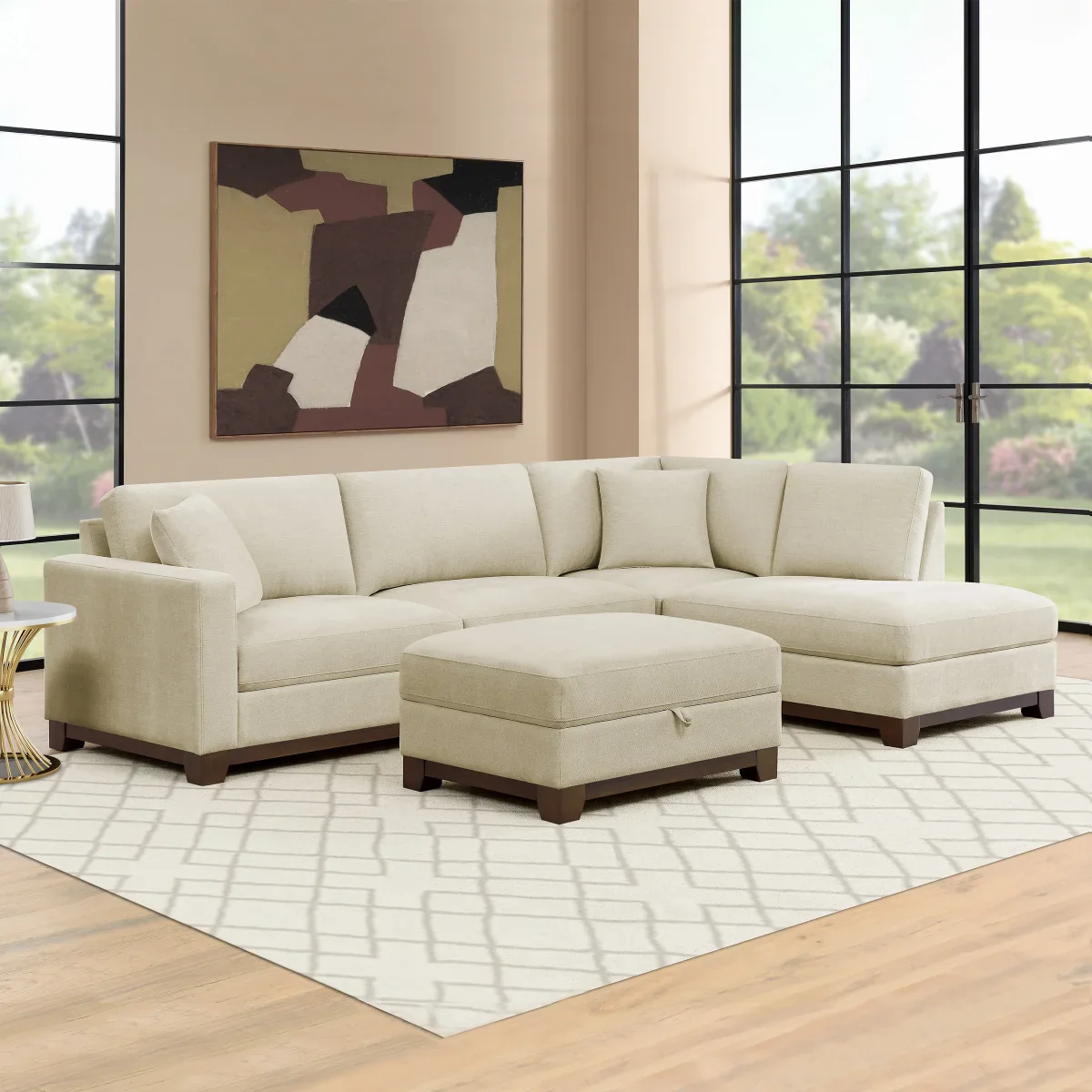 Thomasville - Sectionnel en tissu 3 pièces avec pouf de rangement - Image 2