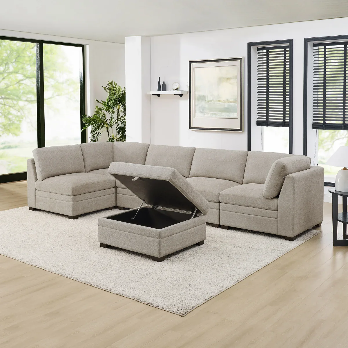 Thomasville - Sectionnel en tissu avec pouf de rangement Tisdale