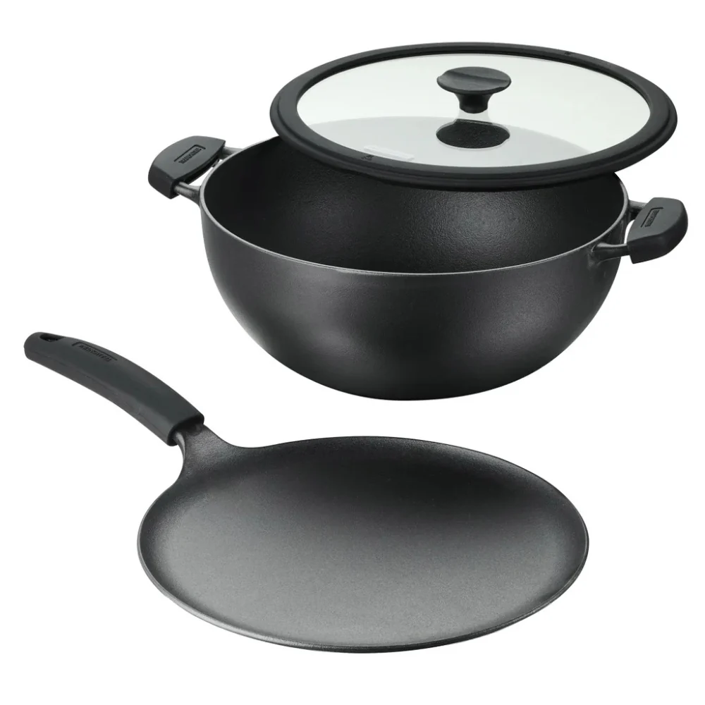 Tramontina - Kadai profond et Tawa plate en fonte, 3 pièces
